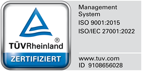 TÜV Logo mit hinterlegtem Link zur TÜV Seite.