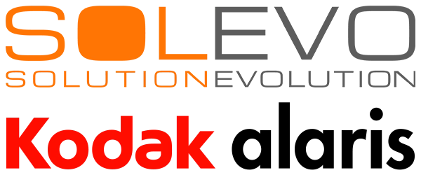 Logos von Solevo und Kodak Alaris – Experten-Webinar zur rechtssicheren Postdigitalisierung nach TR-Resiscan.