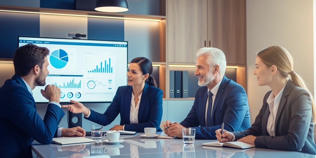 Symbolbild: Vier Personen im Beratungsgespräch am Konferenztisch über Strategien für MPS, Compliance und Dokumentenprozesse – SOLEVO GmbH