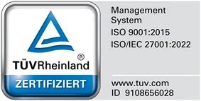 Offizielles Zertifikat der SOLEVO GmbH für Qualitätsmanagement nach DIN EN ISO 9001:2015 und Informationssicherheits-Managementsysteme nach DIN EN ISO/IEC 27001:2022